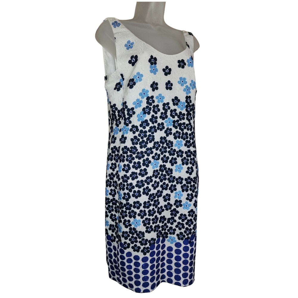 Karl Lagerfeld Blue and White Floral Dress | Size 10